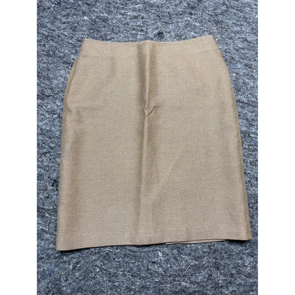 Talbots Metallic Linen Blend Pencil Skirt Gold Tan Size 10 Workwear Evening